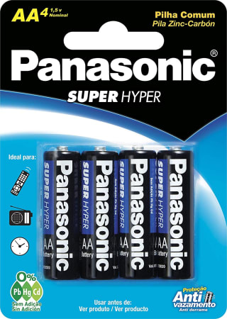 Pilha Comum da Panasonic AA com 4 unid - R$ 17,95
