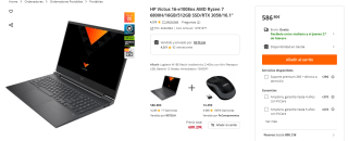 HP Victus 16-e1008ns AMD Ryzen 7 6800H/16GB/512GB SSD/RTX 3050 por 586,80€