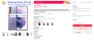 Samsung S21 Reacondicionado 128GB por $2,720 en AliExpress con voucher