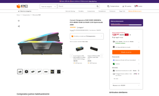 Corsair Vengeance RGB DDR5 6000MHz PC5-48000 32GB 2x16GB CL30 Optimizado AMD por 118,56€