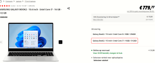 SAMSUNG GALAXY BOOK2 - 15.6 inch - Intel Core i7 - 16 GB - 512 GB voor €779,77 bij de Mediamarkt