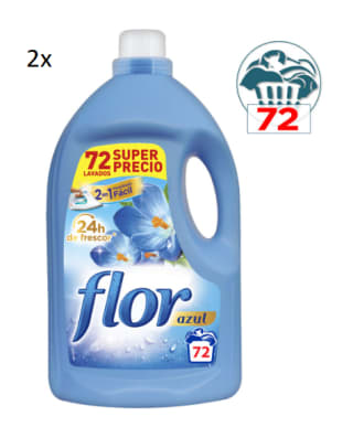 2udx 72 dosis Suavizante diluido azul botella marca Flor por 9,32€
