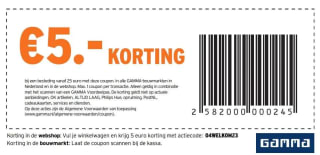 €5 korting bij besteding vanaf €25 online en in de winkel