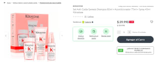 Set Anti-Caída Shampoo 80ml + Acondicionador 75ml + Spray 45ml Kérastase por $29.990