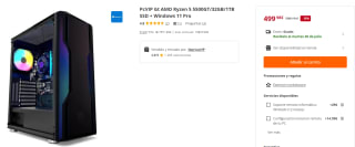 Ordenador PcVIP Gt AMD Ryzen 5 5500GT/32GB/1TB SSD + Windows 11 Pro por 499.89€