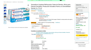 6 Pastas Dentales Sensodyne Sensibilidad refrescante 75ml por 14,55€