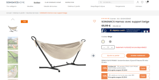 SONGMICS Hamac avec support gris à 69,99€