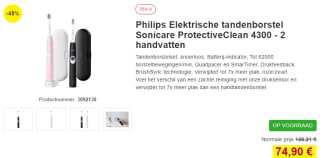 Philips Sonicare ProtectiveClean Elektrische tandenborstel - Roze & Zwart voor €74,90 bij Proshop