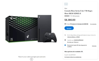 Consola Xbox Series X de 1TB por $8,380 en Walmart