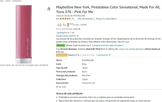 3 Maybelline New York, Pintalabios Color Sensational, Made For All, Tono 376 - Pink For Me