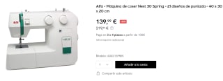 Máquina de coser Alfa Next 30 Spring con 21 diseños de puntada por 139.99€