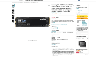 Samsung 990 EVO NVMe M.2 SSD 2TB por tan solo 144,62€