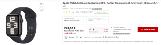 Montre connectée Apple Watch Series 9 - 41mm à 249,98€