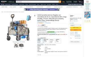 Carro transporte Litheli motorizado playa camping por 188,99€