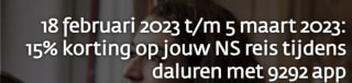 15% korting op een treinreis via 9292