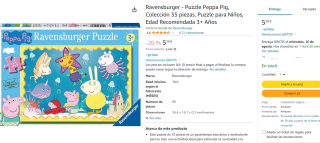 Puzzle de Peppa Pig de 35 Piezas marca Ravensburger por 5,58€