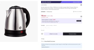 Hervidor eléctrico 1,8 litros por 6,64€.