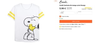 Camiseta de manga corta Snoopy, cerdá por 5,99€