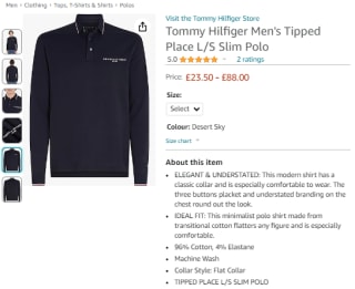 Take Amazon's Tommy Hilfiger men's tipped place slim polo for £30