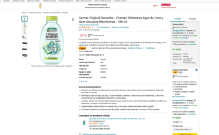 Champú Garnier Original Remedies Hidratante Agua de Coco y Aloe Vera para Pelo Normal 300 ml por solo 1,98€