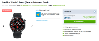 OnePlus Watch 3 Zwart (Zwarte Rubberen Band) voor €269,95 bij Belsimpel