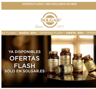 Hasta 30% dto oferta dflash en gran selección de productos desde Solgar