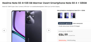 Realme Note 60 4GB/128GB Zwart voor €84,99 bij Ochama.