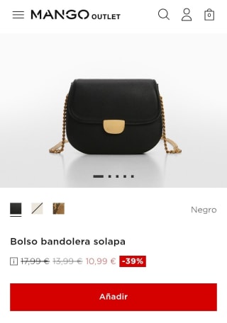Bolso Bandolera solapa por 10,99€.