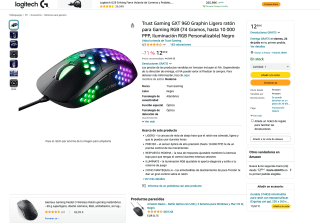 Ratón Trust Gaming GXT 960 gaming ligero RGB por solo 12,99€
