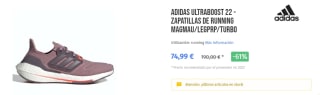 Zapatillas Adidas UltraBoost 22 por 74,99€ varios colores