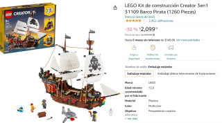 Kit Lego Creator Barco Pirata a $2,099 en Amazon