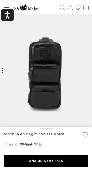 Jo & Mr.Joe Mochila en negro con asa única por 11,37€.