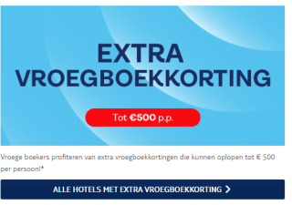 Tot €500 vroegboekkorting op reizen via Tui
