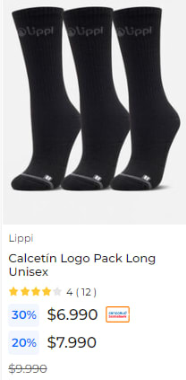Pack de 3 calcetines Lippi unisex por $6.290