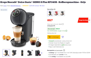 Krups Nescafé Dolce Gusto Genio S Plus KP340B koffiemachine voor €49,49 na cashback