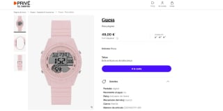 Reloj digital de silicona color rosa pastel marca Guess por 49€