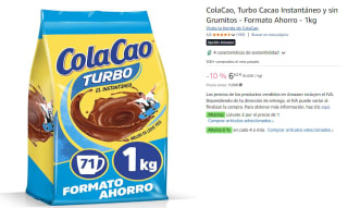 4 Bolsas de ColaCao, Turbo Cacao Instantáneo y sin Grumitos - Formato Ahorro - 1kg por 10.311€