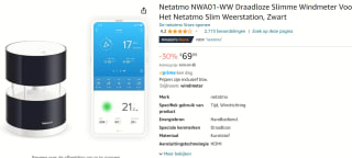 Netatmo NWA01-WW Draadloze Slimme Windmeter voor €69,99 bij Amazon