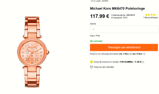 Michael Kors MK6470 Dames Horloge 33mm voor €117,99 bij Tradeinn