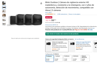 Pack 3 Blink Outdoor Cámara de vigilancia exterior por 99,99€