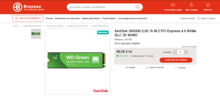 Disque dur SSD interne M.2 Gen4 SanDisk SN3000 3D NAND - 2To à 49,50€