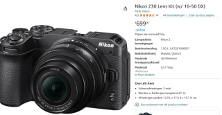 Nikon Z30 + Nikkor Z DX 16-50mm voor €699 bij Amazon