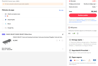 Cama de Camping Acolchada Plegable con Almohada Bolsillo 200x63cm a solo 55,34€