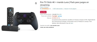 Pack para juegos en streaming Fire TV Stick 4K + mando Luna por 76.98€