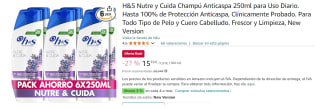 Pack 6 x 250ml de H&S Nutre y Cuida Champú Anticaspa por 15.19€