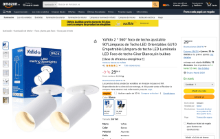 2 Focos de Techo Ajustable GU10 por 14,99€