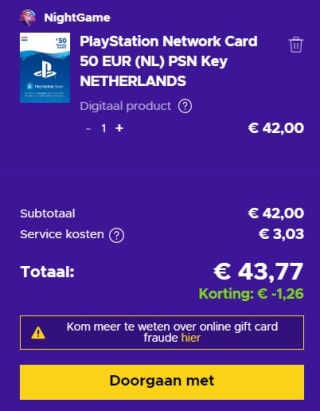 PlayStation Store Gift Card NL van €50 [Digitale code] voor €43,77 dmv code bij Eneba