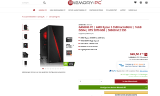 GAMING PC AMD Ryzen 5 5500 6x3.60GHz 16GB DDR4 RTX 3070 8GB 500GB M.2 SSD