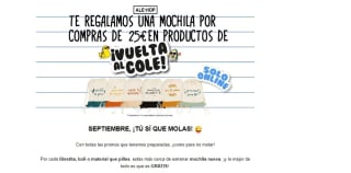 Regalo de mochila por compras de +25€ en Ale-Hope