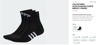 3 Pares de Calcetines Corte Medio por $165 en Adidas